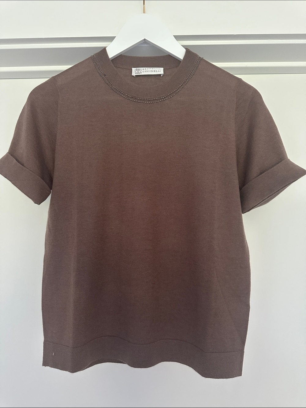 Brunello Cucinelli Chocolate Brown Short-Sleeve Crewneck Tee